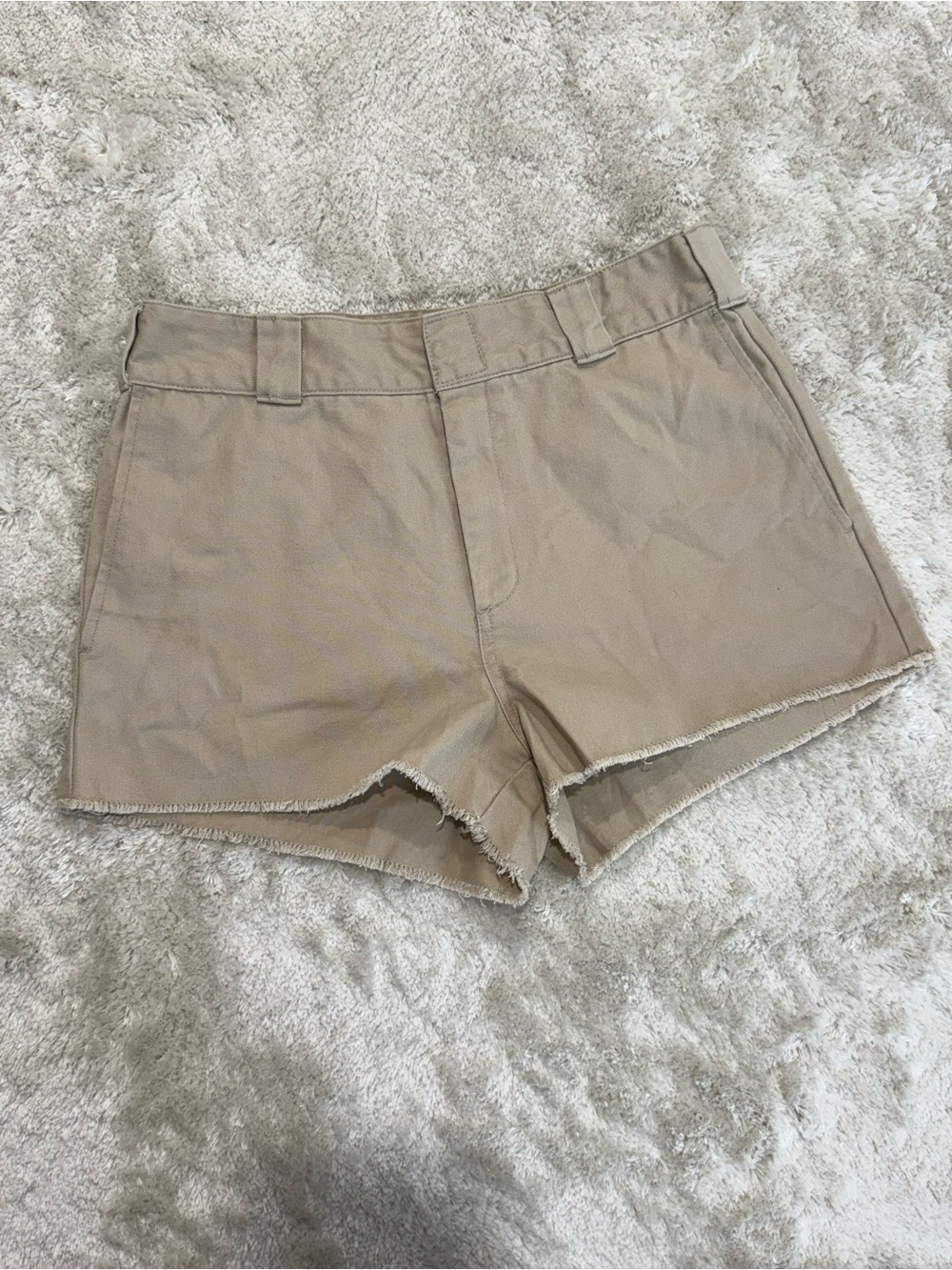 Dickies Beige Frayed Hem Casual Denim Shorts Size 9/29